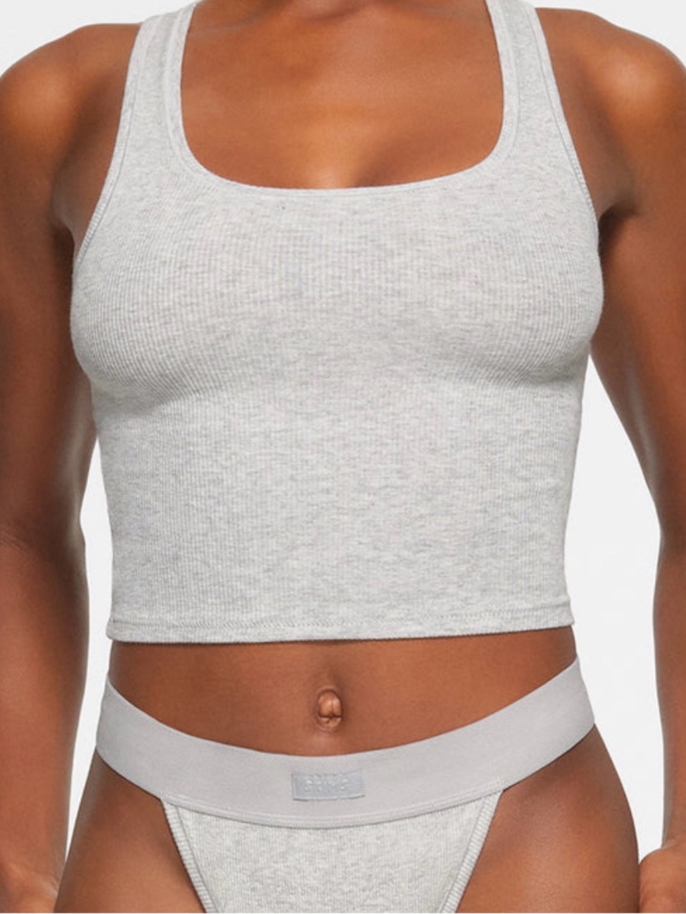 Skims Cotton Rib Tank and Shorts in Grey